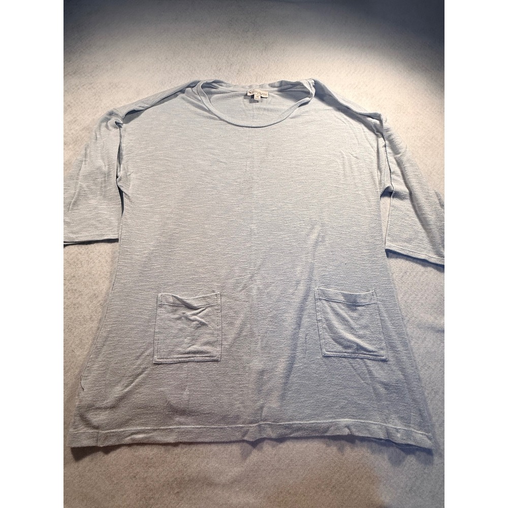 Koolaburra by UGG Womens 2X Blue Heathered Knit Tunic Top 3/4 Sleeve Pocket